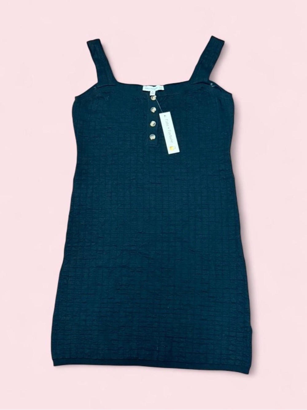 Fate + Fortune Black Textured Knit Bodycon Mini Dress Size Large NWT cotton